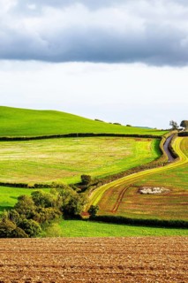 Colours of Devon Farms and Fields over Paignton and Berry Pomeroy, Totnes, England, United Kingdom