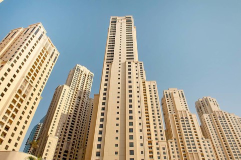 Dubai, United Arab Emirates. July 2nd 2019 Luxury beachside apartments and hotels at Jumeirah
