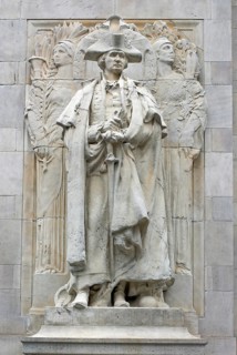 Washington Sqaure Park with the sculpture, George Wahington as General in Greenwich village,