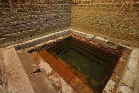 Mikveh - Jewish ritual bath, historic bath, water basin, interior view, UNESCO Judenhof, SchUM,
