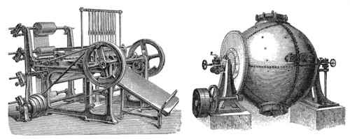 Historical illustration, papermaking machines, 1896, historische Zeichnung, Produktionsmaschine zur