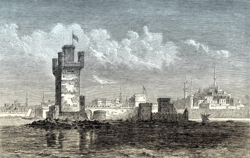 Naillac tower, Rhodes, Dodecanese island, Greece, 19th century