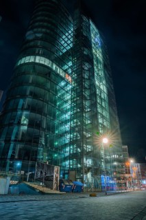 In Vision building at night, Düsseldorf, Germany