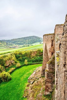 Autumn colors over Goodrich Castle, River Wye, Goodrich, Herefordshire, UK
