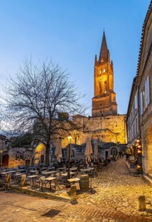 Place de l'Eglise Monolithe with Monolithic Church of Saint-Emilion, France