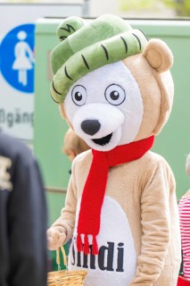 Person dressed as a bear at a public event on the street, Sindelfingen, district of Böblingen,
