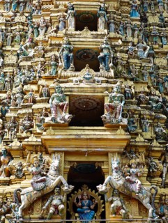 Close-up of the Hindu Sri Muthumariamman Temple, Matale, Central Province, Sri Lanka