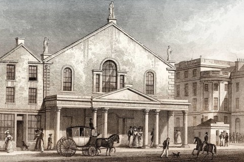 The old Theatre Royal on Princes Street in 1829, Edinburgh, Scotland, 19th century, from Modern