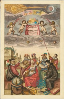 Title Page of Atlas Coelestius, seu Harmonia Macrocosmica, 1660, digital improved reproduction of a