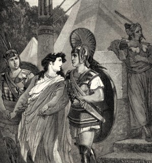 ACT V, SCENE VI., Thoas and Iphigenia, scene from Iphigenia in Tauris, Johann Wolfgang von Goethe