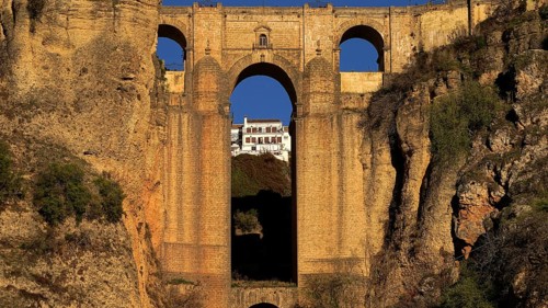 Spain, Andalucia, Malaga, Ronda, Puente Noevo stone bridge, White Villages, Ronda, Spain