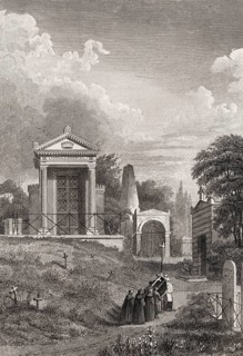 Tomb of Perregaux, Père Lachaise Cemetery, Paris, antique steel engraved print, 1831