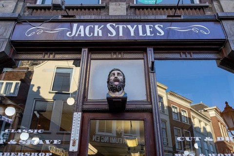 Jack Styles barber shop, Reflections, Gouda, Holland, Netherlands