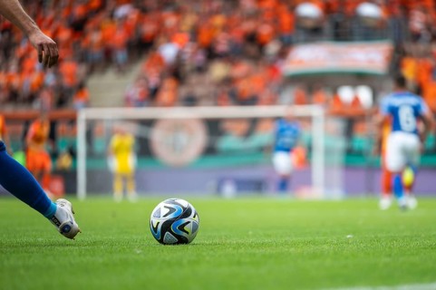 LUBIN, POLAND - JULY 23, 2023: Football match Polish PKO Ekstraklasa between KGHM Zaglebie Lubin vs