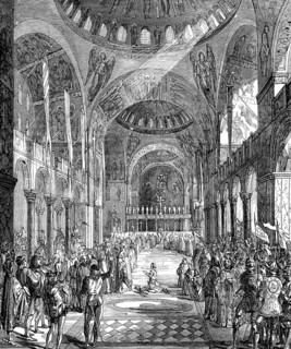 Benediction of the crusaders, Fourth Crusade, by Pope Innocent III at Saint Mark's Basilica,