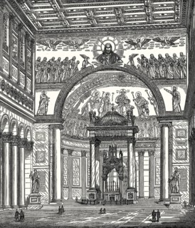 Interior view of St Paul's Church outside the walls, Rome, Italy