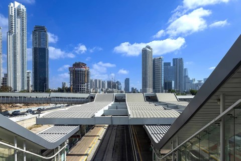 Israel, Tel Aviv financial business district skyline with shopping malls and high tech offices