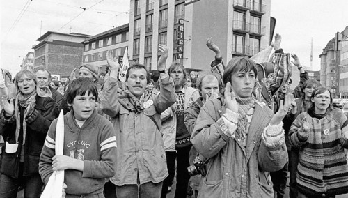 Arrival of the Easter March Ruhr 1983 in Dortmund, Dortmund, Germany