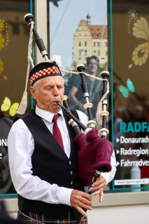 Bagpiper, musician, music concert, Sigmaringen, Baden-Württemberg, Germany