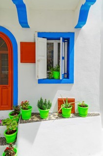Traditional house entrance, Mandraki, Nisyros Island, Dodecanese Islands, Greece