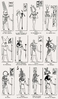 Ancient Egyptian deities, drawing from the 19th century