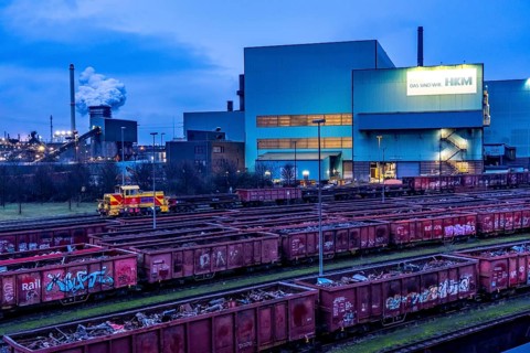 Hüttenwerke Krupp-Mannesmann, HKM in Duisburg, houses of the blast steel plant, coking plant,