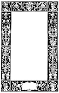 German Renaissance style, historical illustration from the 19th Century, 1881, graphical decorative