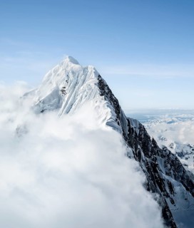 Aerial view, Extreme Ridge of Mount Huntington, 3731 m, Alaska Range, Alaska, USA