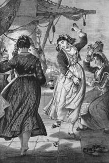 The Italian dance Tarantella, here on Ischia in 1869, Italy, Historical, digitally restored