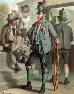 Traditional costumes in Germany around 1820, Austria, Styria, men in traditional traditional