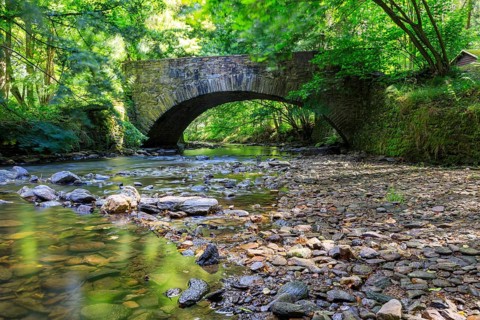 Historic salt bridge over Bobritzsch, Krummenhennersdorf, Halsbrücke, Saxony, Germany