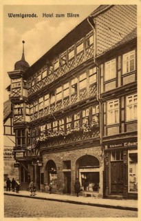 Historical postcard, picture postcard, Hotel zum Bären in Wernigerode, Saxony-Anhalt, Germany,