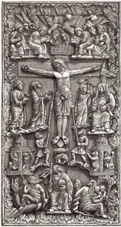 Verzierter Elfenbeineinband eines christlichen Buches