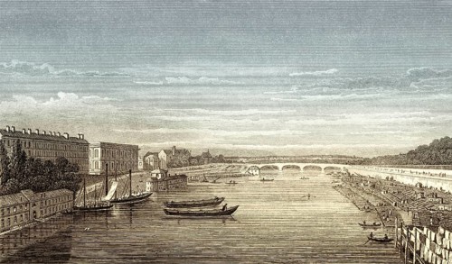 Pont Louis XVI, Pont de la Concorde, Paris, antique steel engraved print, 1831