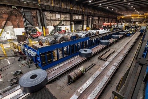 ThyssenKrupp hot rolling mill, removal of the produced coils on a panel belt, Hohenlimburg, Hagen,