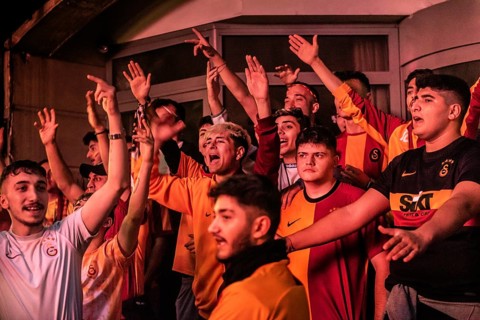 Istanbul, Turkey. October 24th 2023 Galatasaray football fans singing and chanting songs before the