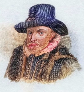 John Speed, 1552 to 1629, English historian and cartographer, coloured woodcut from Crabbe's