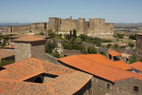 Cityscape with Castillo, Castle, Trujillo, Extremadura, Spain