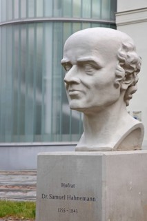 Memorial to the physician, doctor and founder of homeopathy Samuel Hahnemann, sculpture, head,