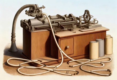 Historical illustration, 19th Century, Cylinder Phonograph by Thomas Alva Edison