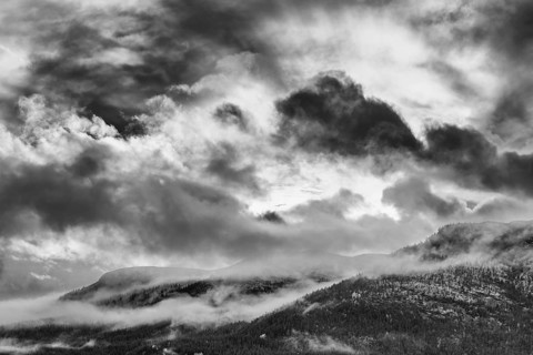 Evening fog in the mountains, Alvdal Vestfjell, Hedmark, Innlandet, Norway, October 2025