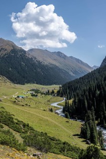 Mountain valley near Altyn Arashan, Kyrgyzstan