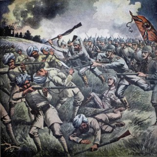 1st World War, Bayonet fight with Indian troops near Ypres (original picture text from 1915,