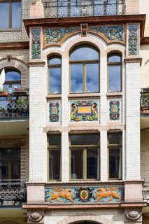 Majolica houses by architect Reinhold Siebert, richly decorated town houses in early Art Nouveau,