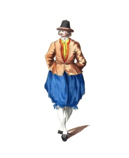 Historical clothing, fashion over time, garment of a Dutch captain in 1770, Holland, digitally