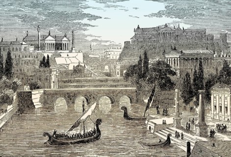 Reconstruction of ancient Rome with the Forum Romanum
