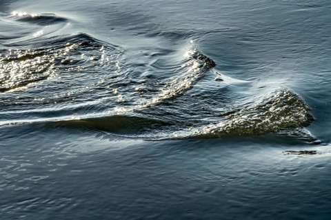Waves on the Weser River, Wesertal, Weserbergland, Germany