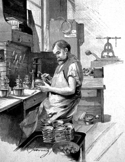 Worker in the lamp industry in Berlin, fitter, Germany, 1890, Historical, digital reproduction of