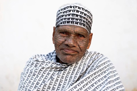 Portrait of a man from the Ramnami community (Chhattisgarh, India), As a sign of devotion, Ramnami