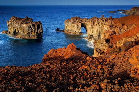 Canary Islands, El Hierro, South Coast, rocks, arch, Atlantic Ocean, Arco de la Tosca, cliffs, El